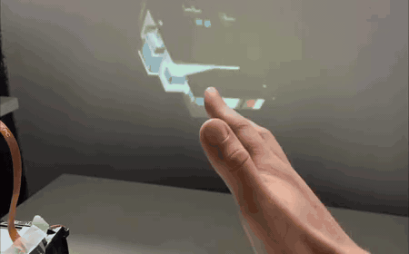 Arvis interactive projector lamp with hand interaction and laser drawing